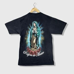 CH Gold Series Mens Shirt La Reina de Mexico Virgin Mary Graphic Black Size L